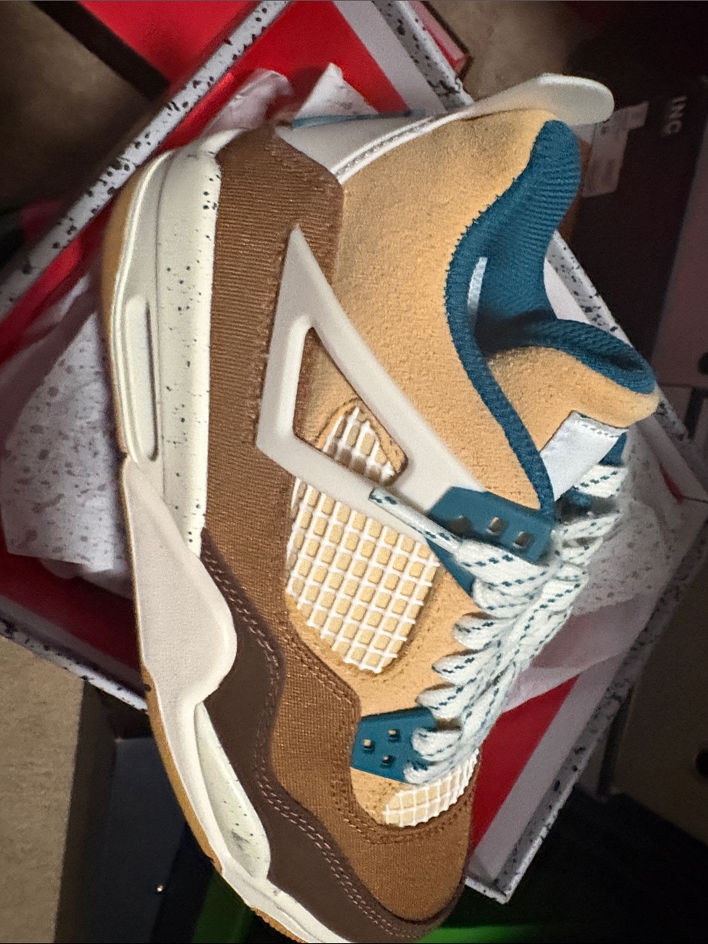 Jordan Kids Sneakers Brown Tan Teal White